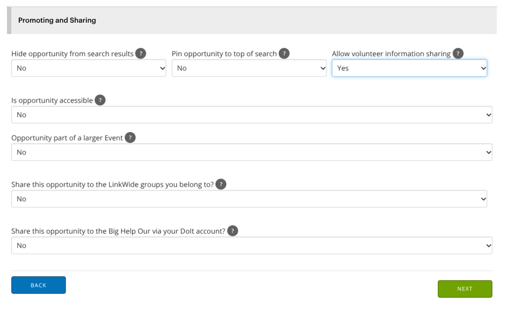 A screenshot of the options related to Volunteer Find a Friend seen while creating an opportunity within TeamKinetic.