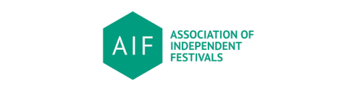 Association of independant festicals green logo with the letters in a greeen hexagon